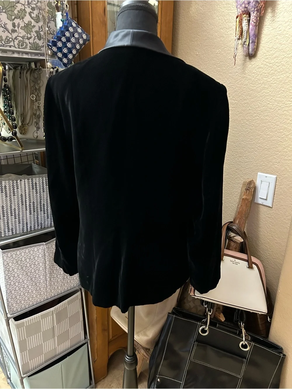 Talbots Black Velvet Tie-Front Blazer with Satin Shawl Collar